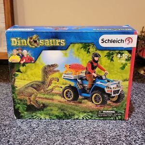 《Last One》New Schleich Quad Escape From Velociraptor Dinosaurs Playset 41466 🦕